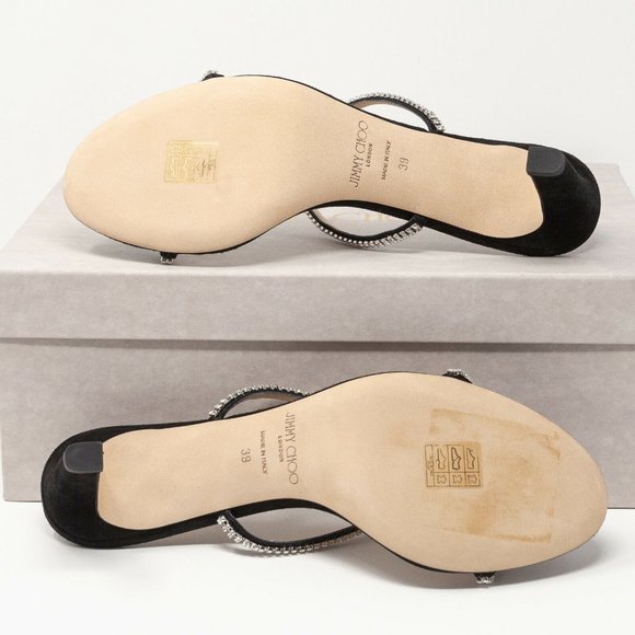 Jimmy Choo Brea 65 Black Suede Crystal Heels Size 39 EU (9 US) - Picture 6 of 11